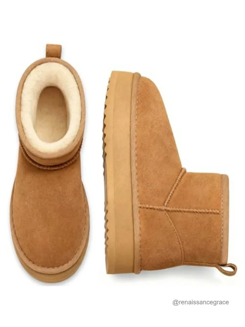 Genuine Suede Fur Lined Platform Ankle Boots Women Winter Snow Boots Slip On